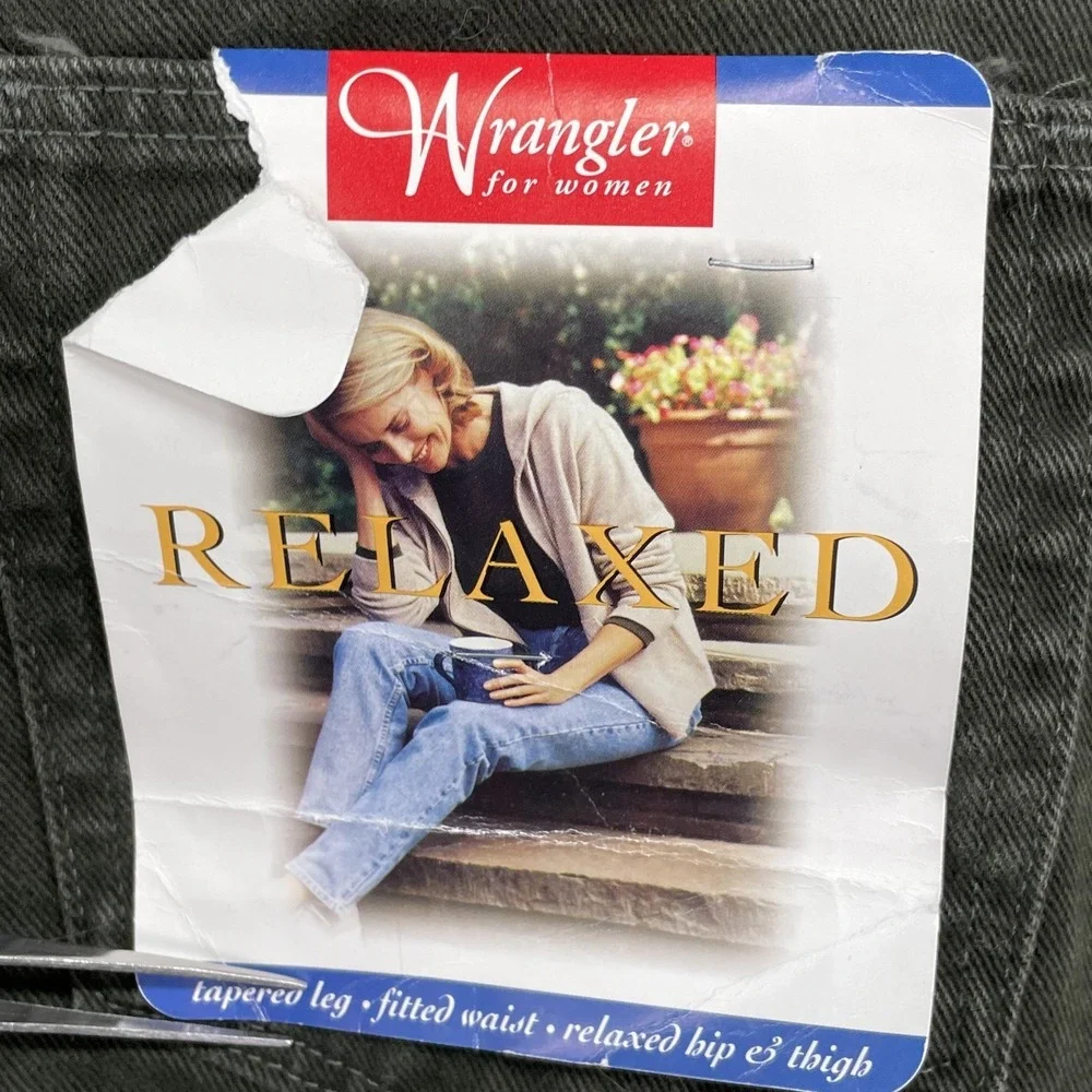 Vintage Old Stock Wrangler Jeans Women 16 Olive High Waist 90s Mom Taper Western
